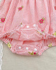 Pink Stripe Blossom Lace Flutter Romper
