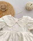 Ivory Floral Lace Collar Peplum Romper Set