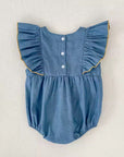 Denim Darling Double Bow Bubble Romper