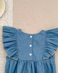 Denim Darling Double Bow Bubble Romper