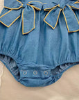 Denim Darling Double Bow Bubble Romper