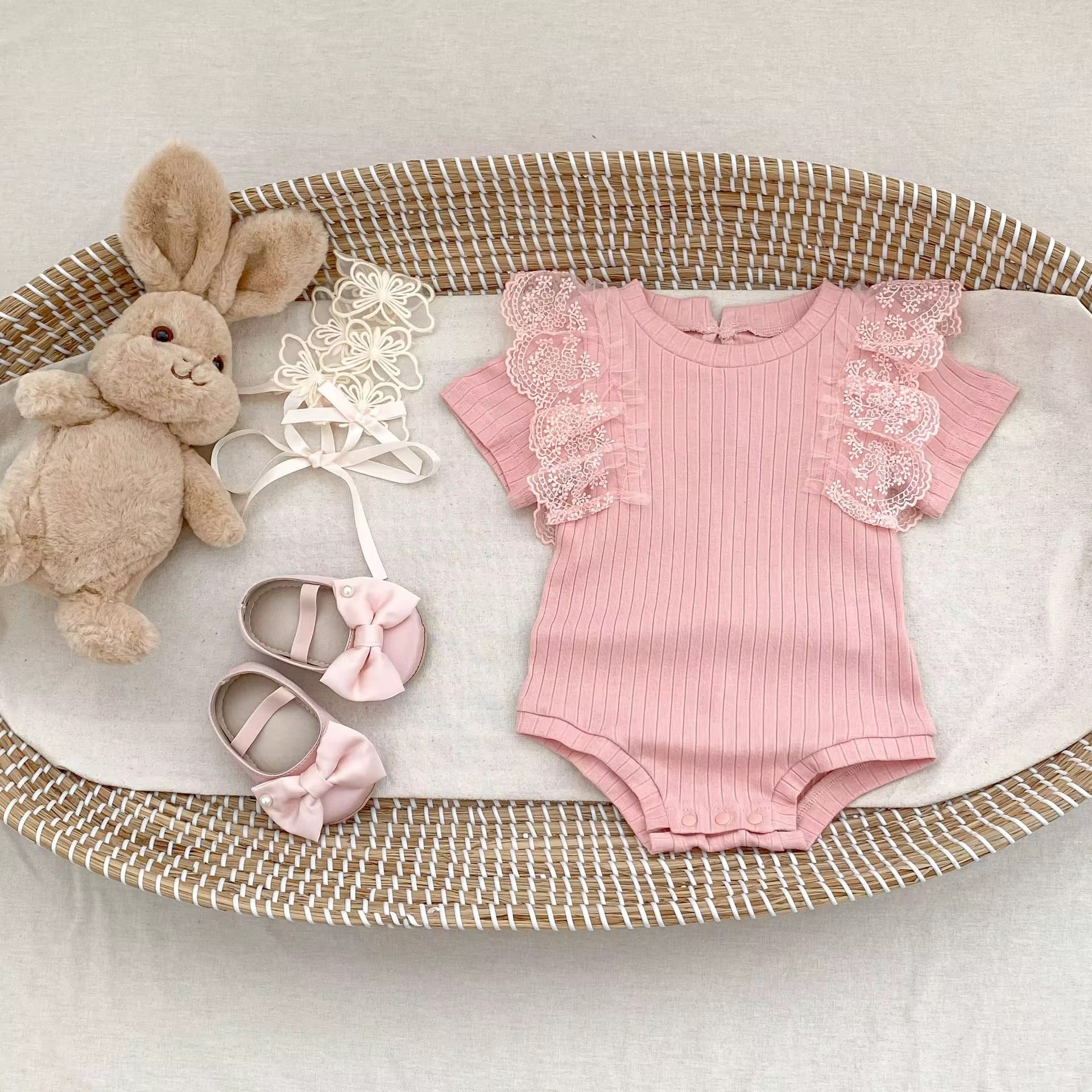 Rosy Ruffle Flutter Romper