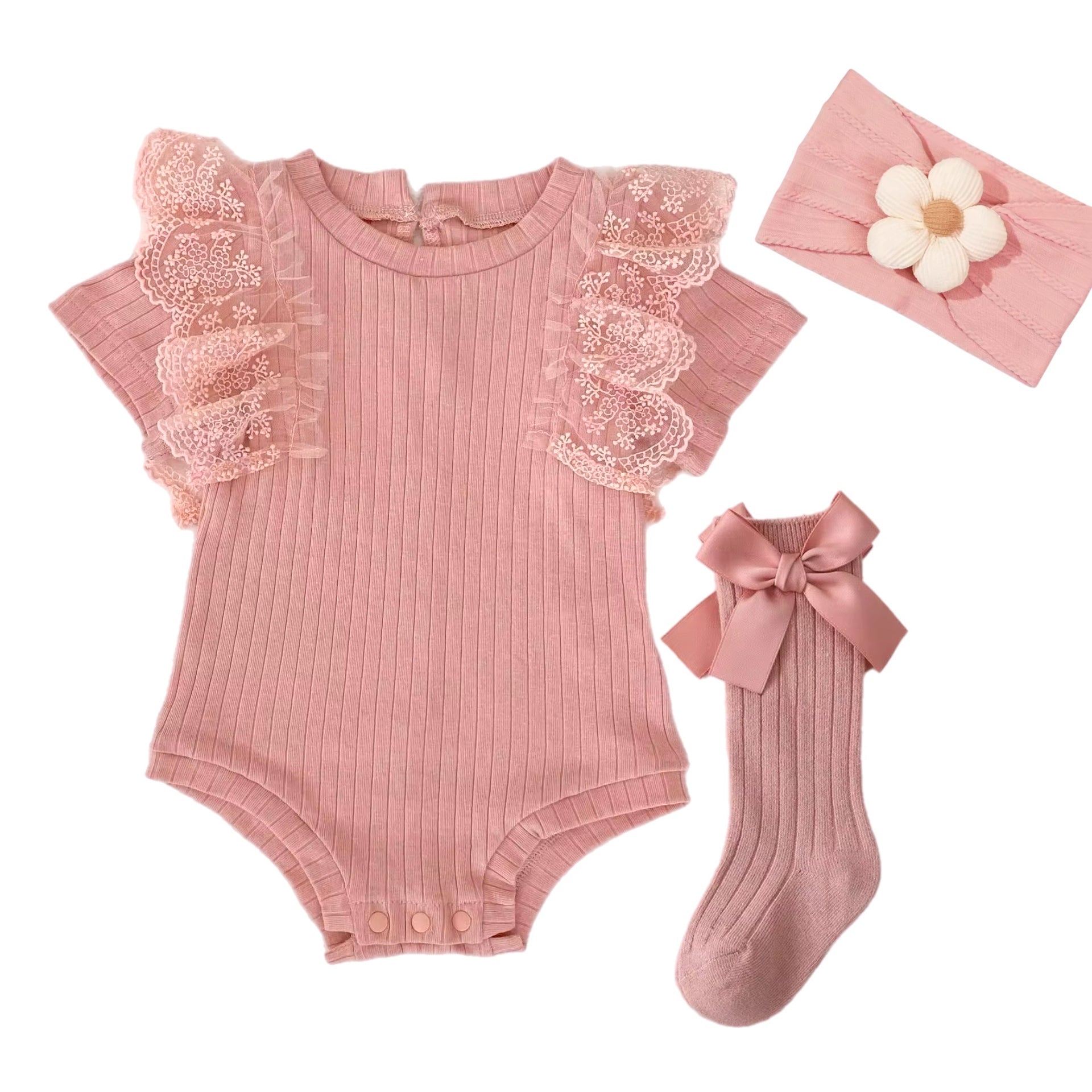 Rosy Ruffle Flutter Romper