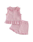 Lila Stripe Ruffle Set