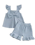 Harper Bow Stripe Romper Set