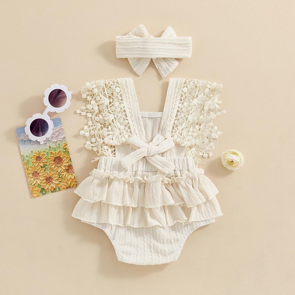 2pcs Ruffle Sleeveless Romper