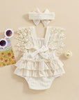 2pcs Ruffle Sleeveless Romper