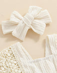 2pcs Ruffle Sleeveless Romper