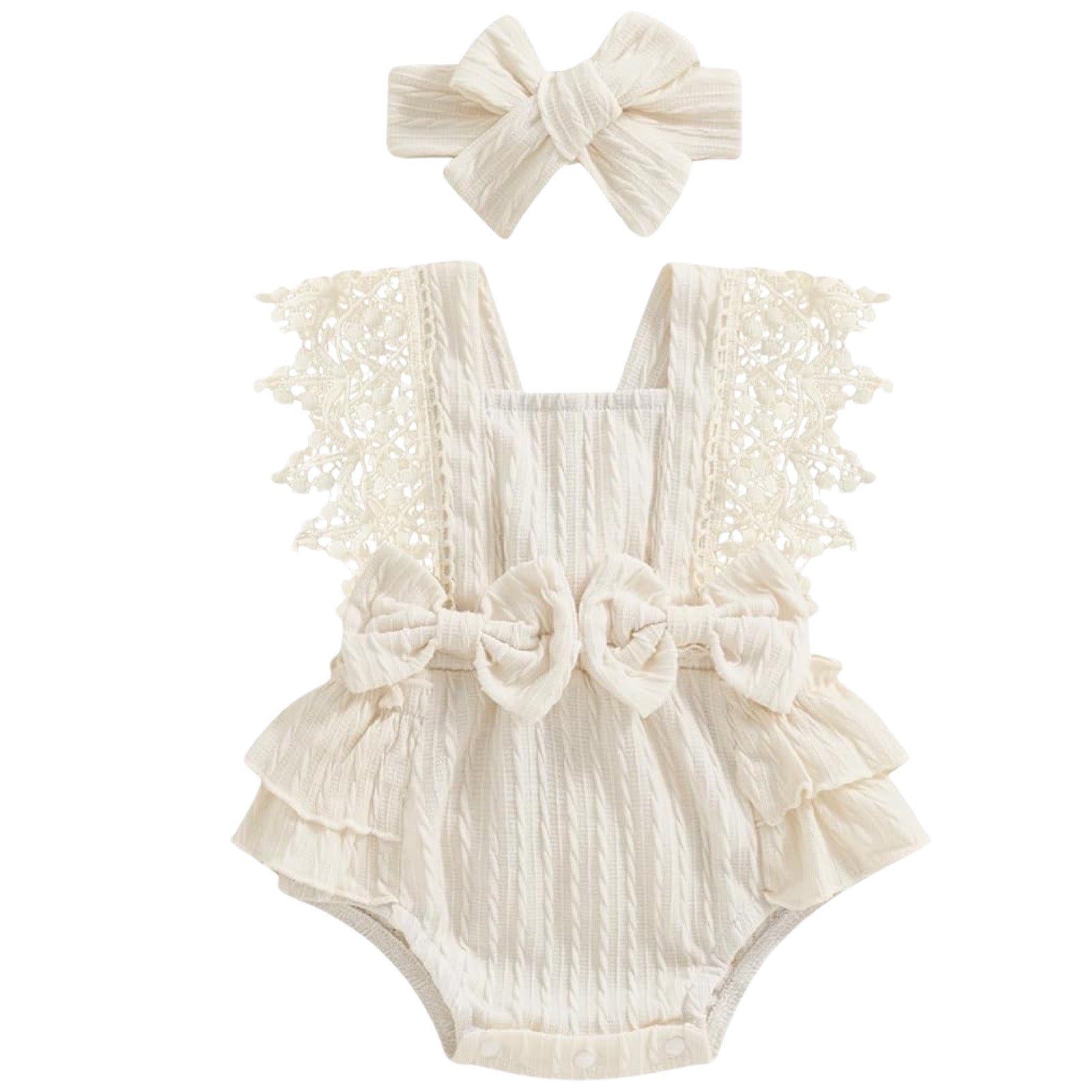 2pcs Ruffle Sleeveless Romper