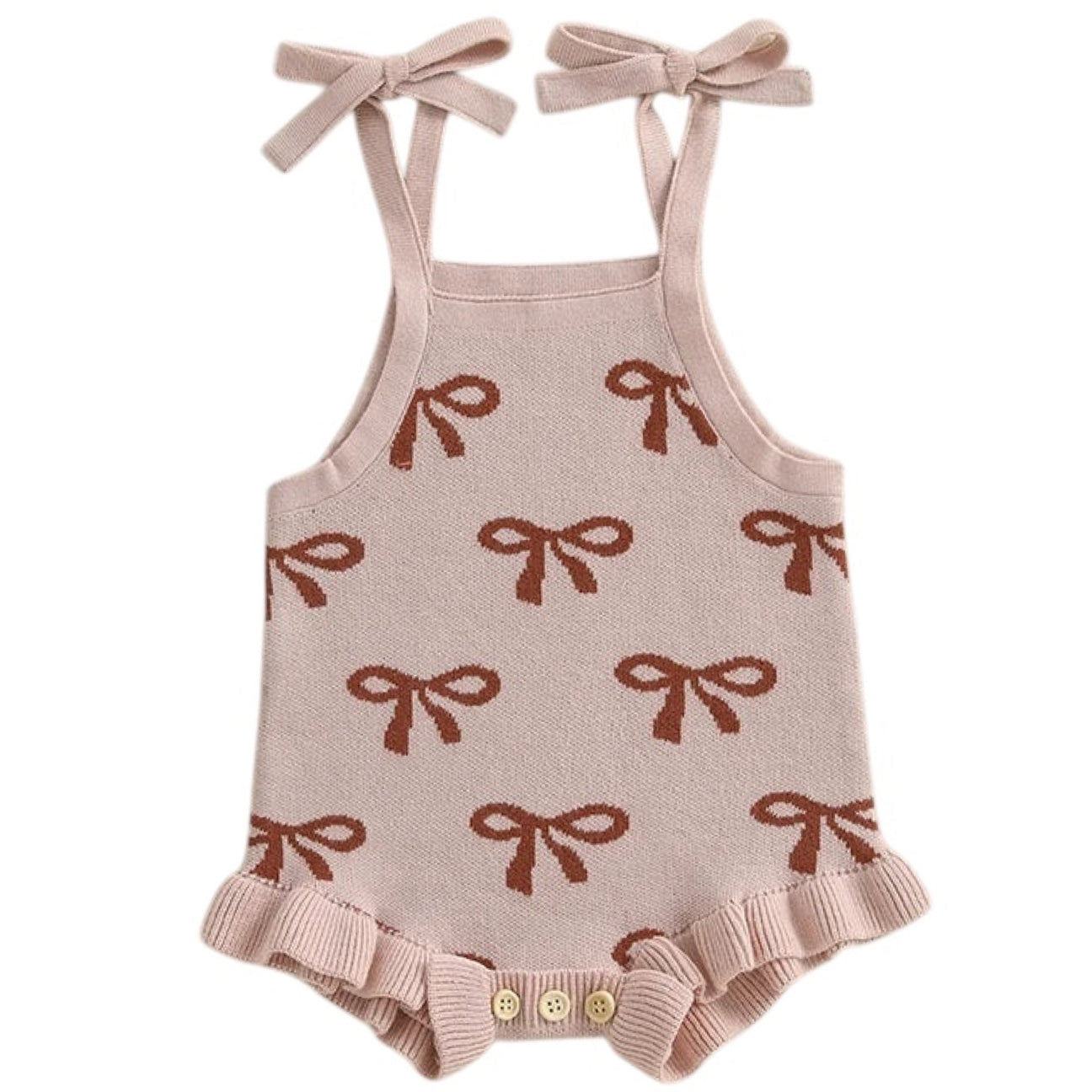 Ribbon & Ruffle Knit Romper