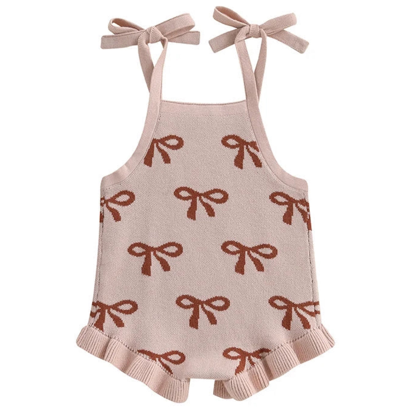 Ribbon & Ruffle Knit Romper