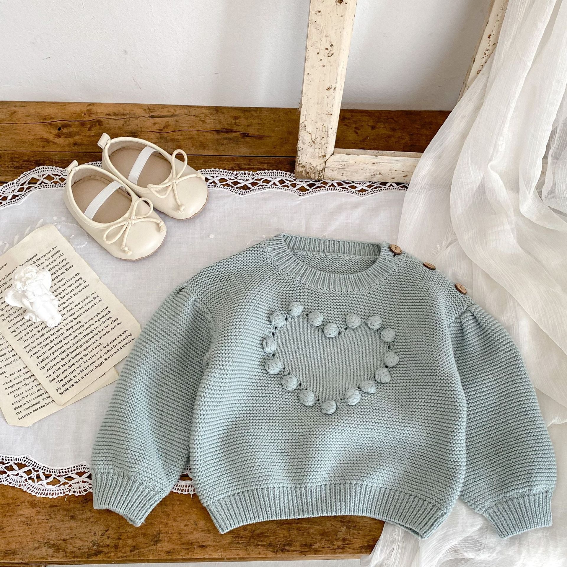 Heart Pom Pom Sweater