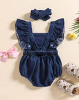 Denim Bloom Ruffle Romper