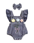 Denim Bloom Ruffle Romper