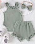 Bloom & Ruffle Ribbed Romper Set