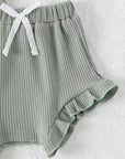 Bloom & Ruffle Ribbed Romper Set