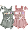 Bloom & Ruffle Ribbed Romper Set