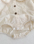 Long Sleeve Embroidered Floral Romper