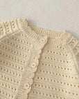 2pcs Hollow Knit Cardigan Set