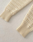 2pcs Hollow Knit Cardigan Set