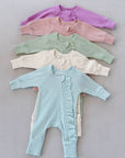 Ribbed Ruffle Zip Romper