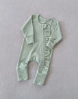 Ribbed Ruffle Zip Romper