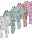 Ribbed Ruffle Zip Romper
