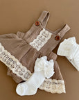Vintage Skirted Lace Romper (Brown)