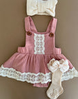 Vintage Skirted Lace Romper (Rose Pink)