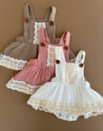Vintage Skirted Lace Romper (White)