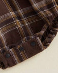 Autumn Plaid Ruffle Collar Romper