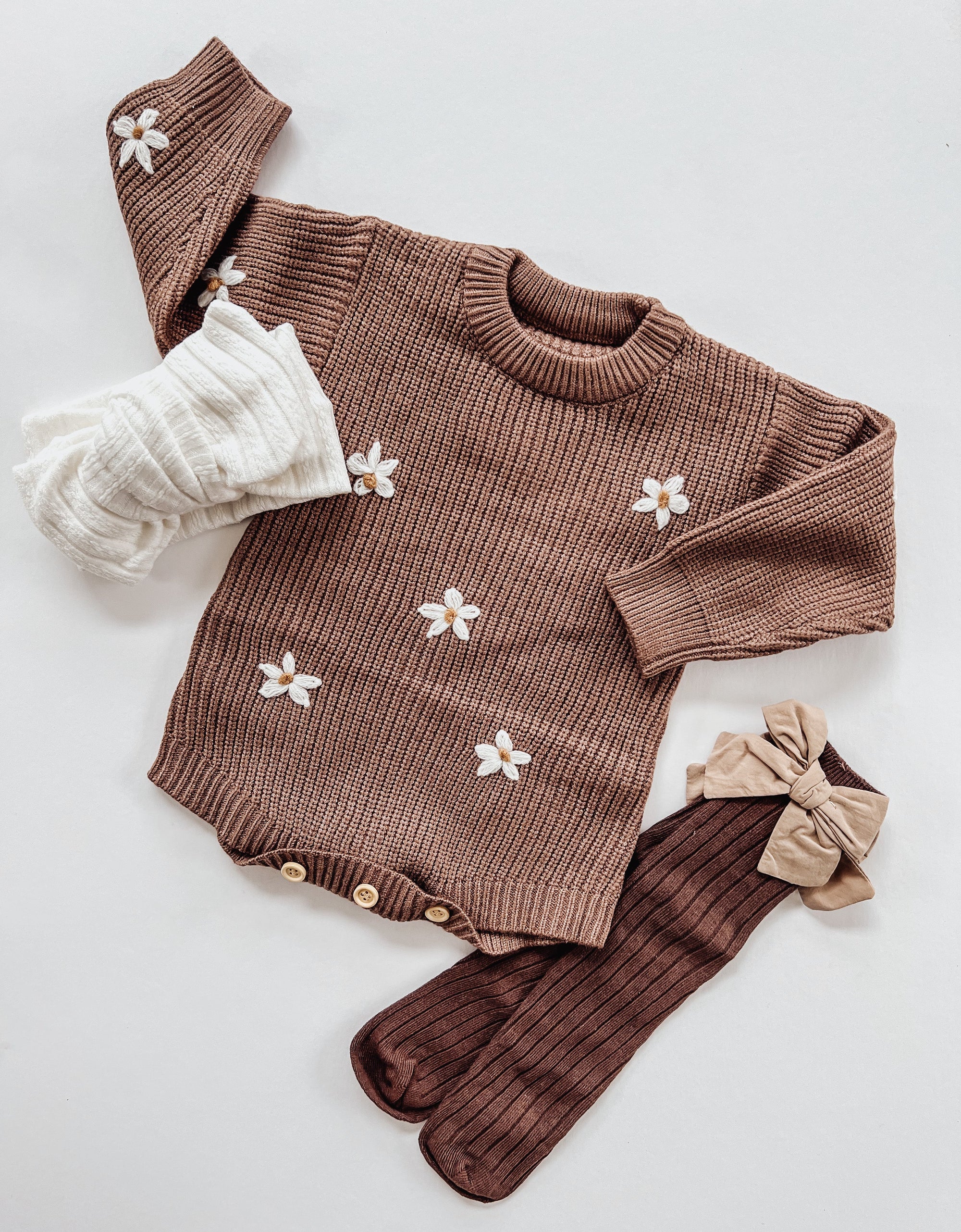 Knit Long Sleeve Floral Sweater