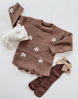 Knit Long Sleeve Floral Sweater
