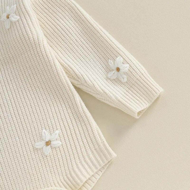 Knit Long Sleeve Floral Sweater