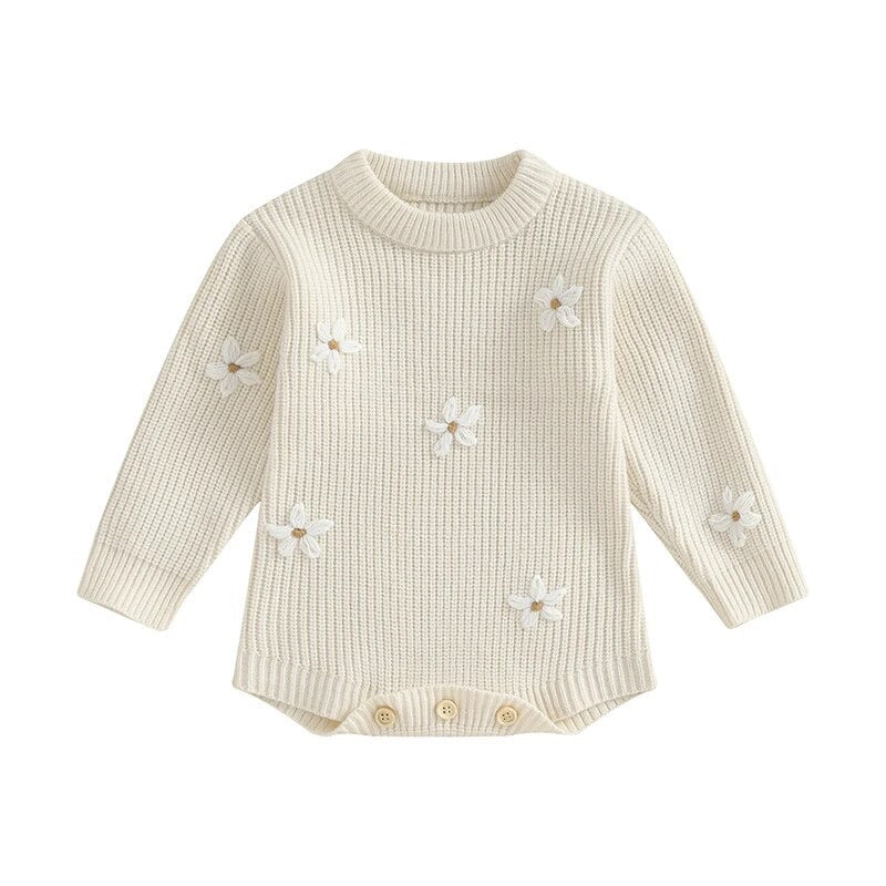 Knit Long Sleeve Floral Sweater
