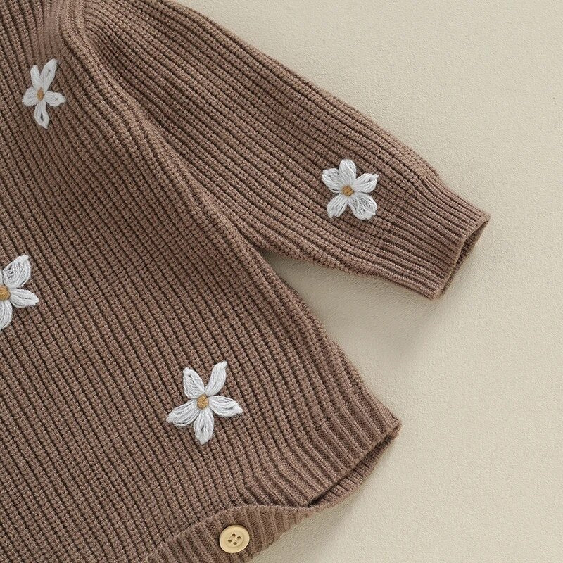 Knit Long Sleeve Floral Sweater