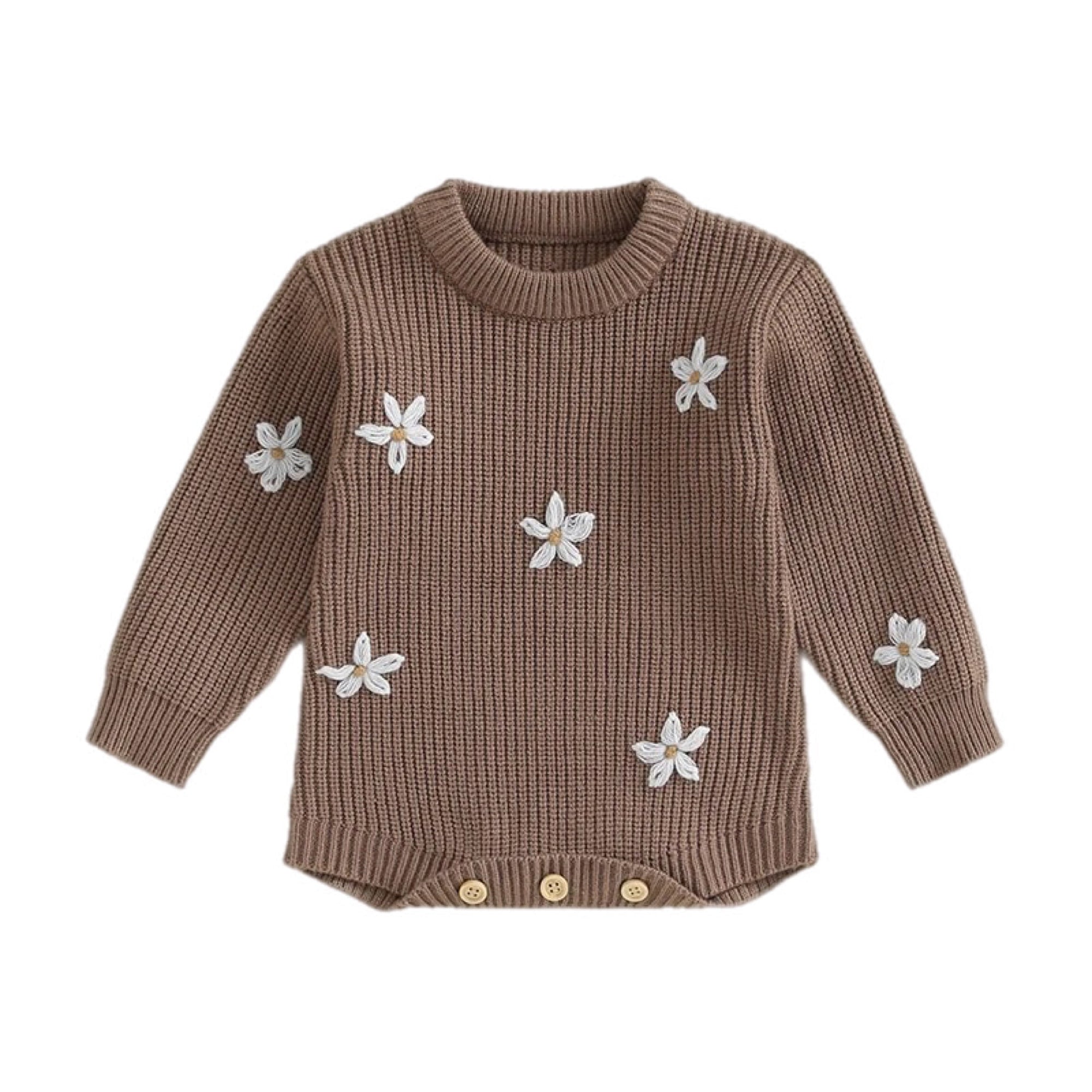 Knit Long Sleeve Floral Sweater