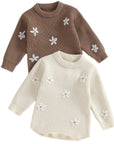 Knit Long Sleeve Floral Sweater