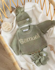 Chunky Knit Romper - Olive