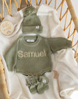 Chunky Knit Romper - Olive