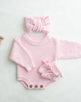Chunky Knit Romper - Blush Pink