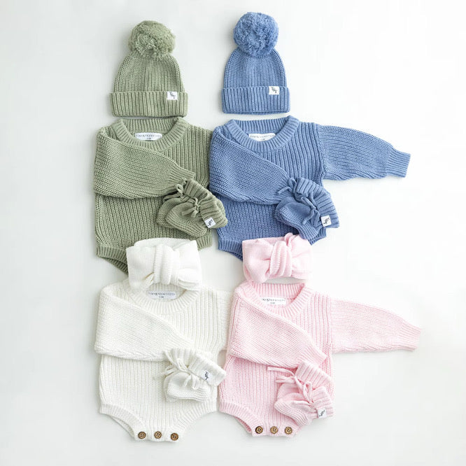Chunky Knit Romper - Blush Pink
