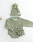 Chunky Knit Romper - Olive