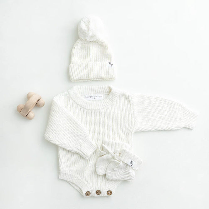 Chunky Knit Romper - Ivory Cloud