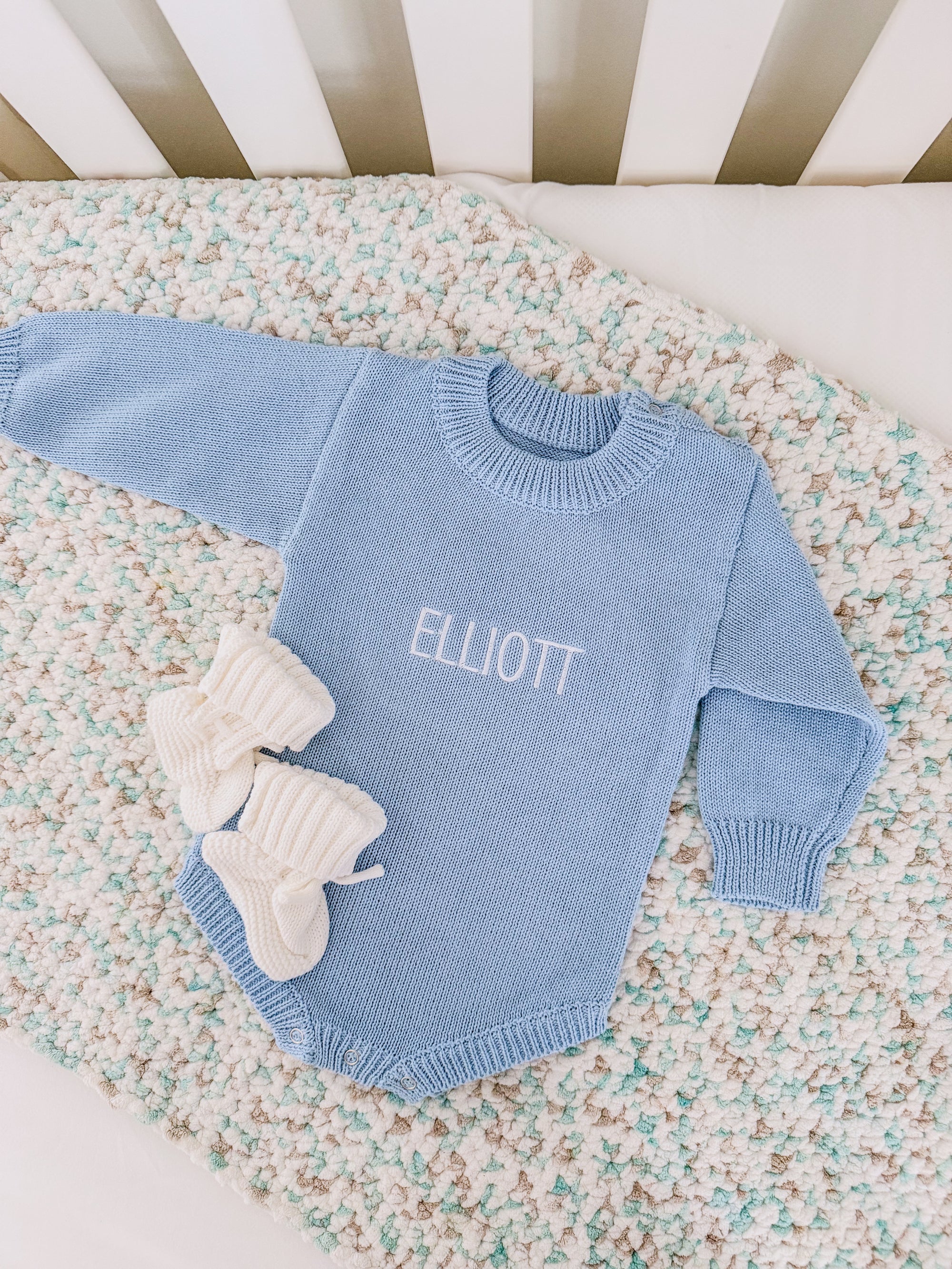 Knit Romper - Blue