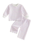Scalloped Stripe Lounge Set