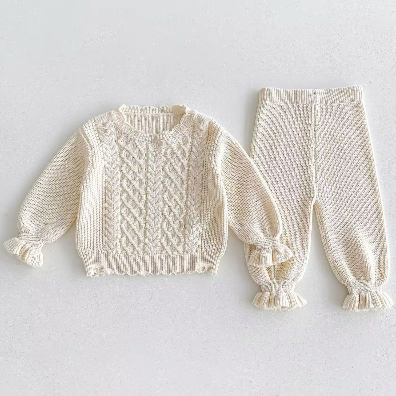 2pcs Ruffle Sweater Pants Set