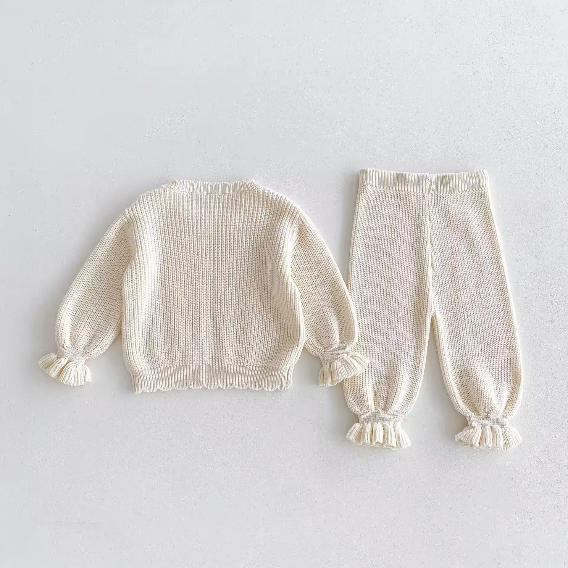 2pcs Ruffle Sweater Pants Set
