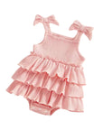 Bella Bow Ribbed Ruffle Romper