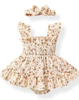 Floral Smocked Ruffle Romper Set